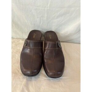 Clarks Mules Brown women's size 7 with button detail